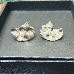 Mignon Faget Sterling Silver Pearl Accent Oyster Earrings